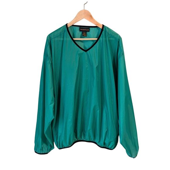 VTG Izod Club Golf Pullover Mens Large V-Neck Rain Jacket Sporty Preppy Green - Picture 1 of 7